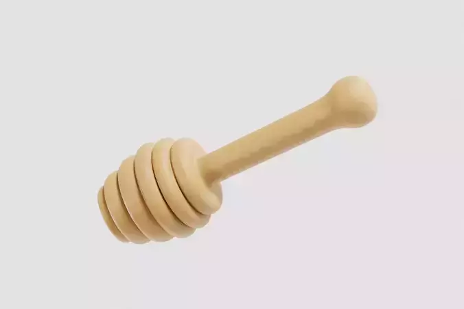 Wooden honey dipper Low-poly 3D model 2