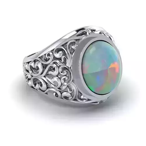 Filigree Signet ring with cabachon 12x10mm 