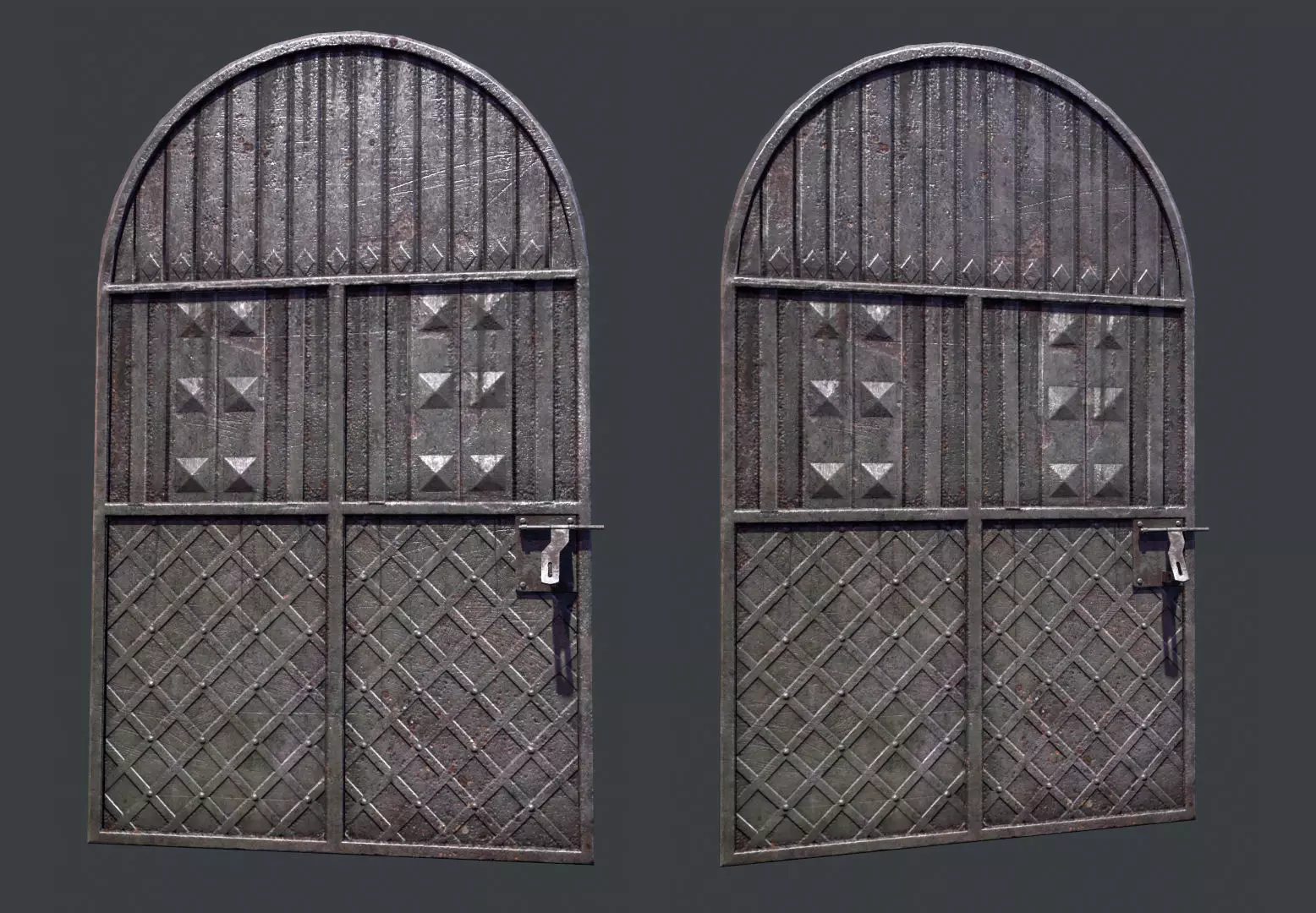 Metal Gate Low-poly 3D model_0