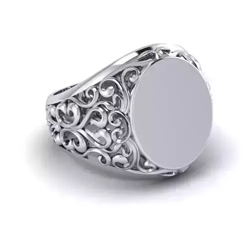 Silver filigree Signet ring 