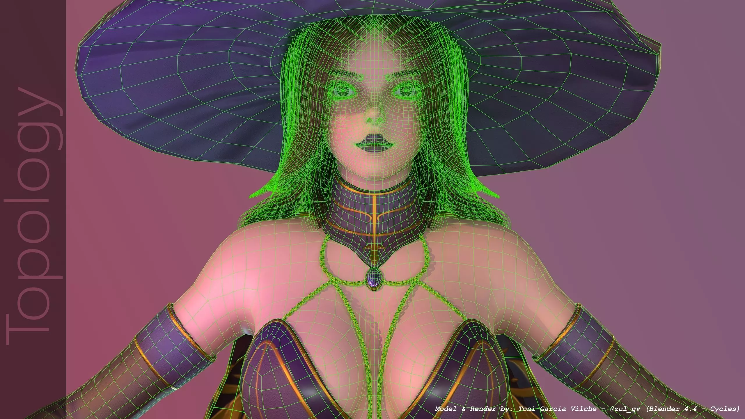 Rigged Character - Stylized Dark Witch Free low-poly 3D model_10