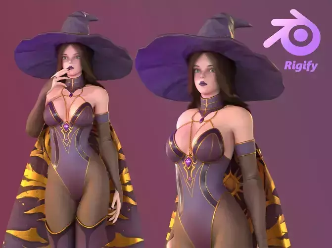 Rigged Character - Stylized Dark Witch