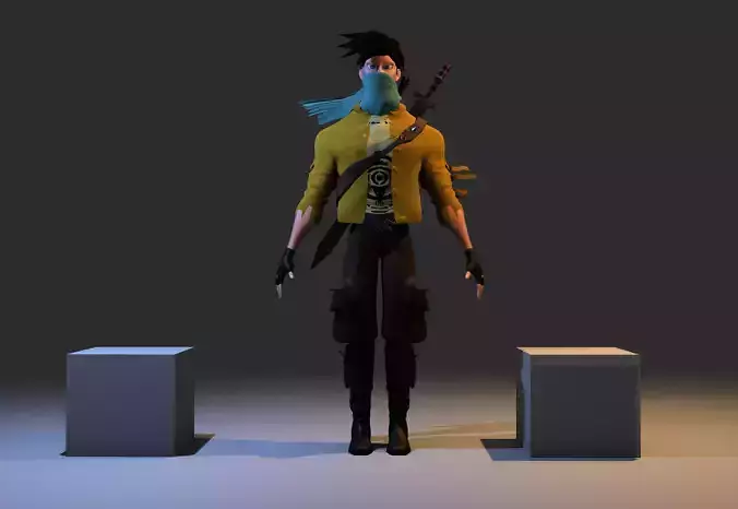 Stylized Warrior Character 3D Model  Low Poly Game Ready