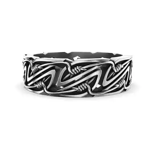 Barbed-wire chain ring 3D print model