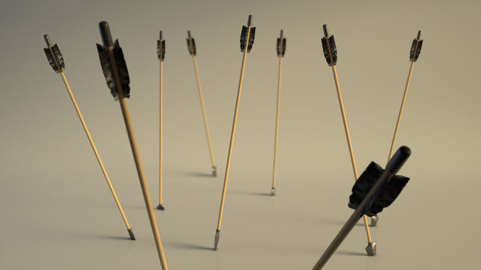 SPORT---ARCHERY---Arrow arrow with wooden shaft Low-poly 3D model