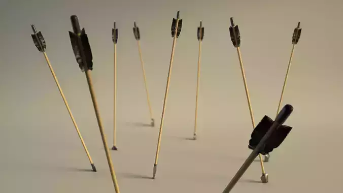SPORT---ARCHERY---Arrow arrow with wooden shaft Low-poly 3D model