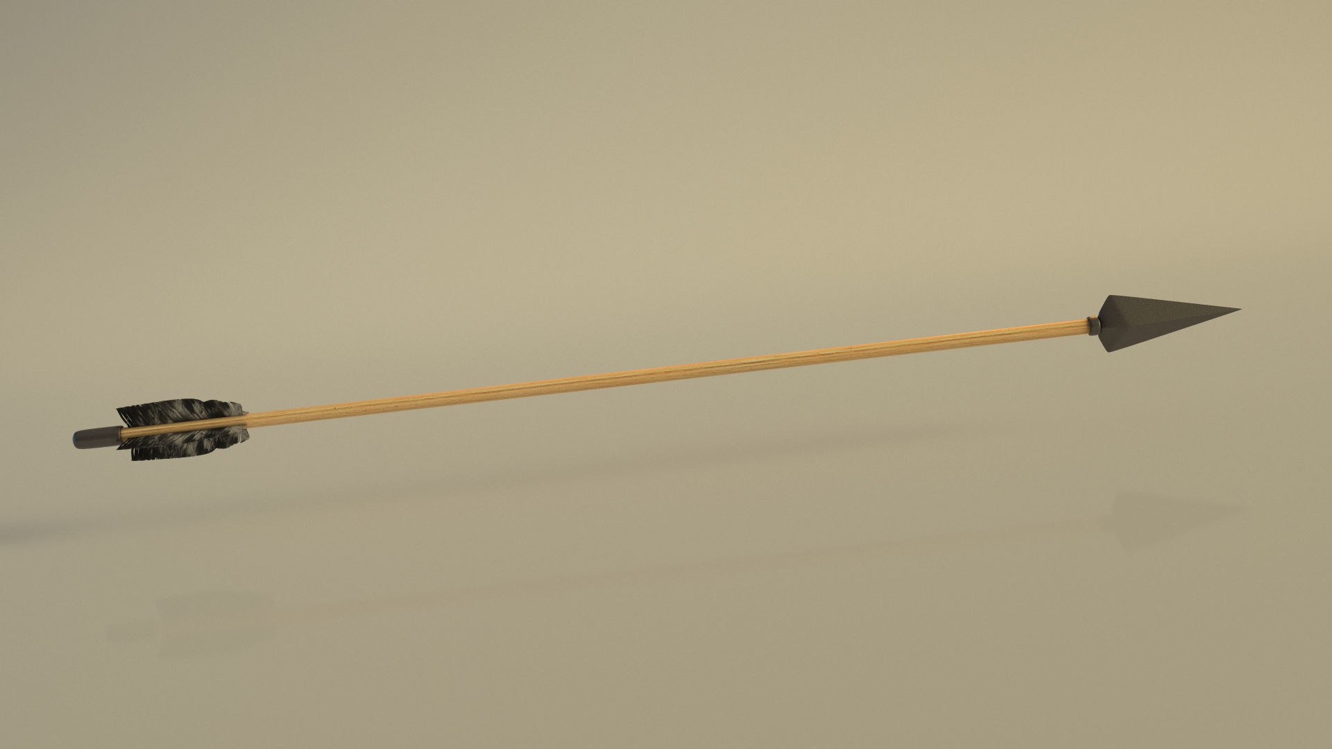 SPORT---ARCHERY---Arrow arrow with wooden shaft Low-poly 3D model_1