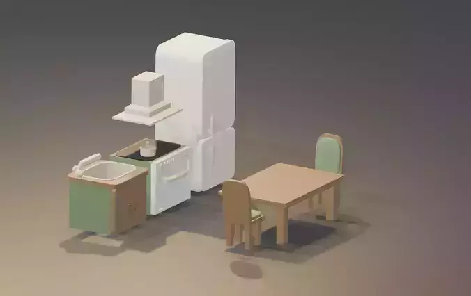 Low Poly Kitchen Pack - 5 Game-Ready Props