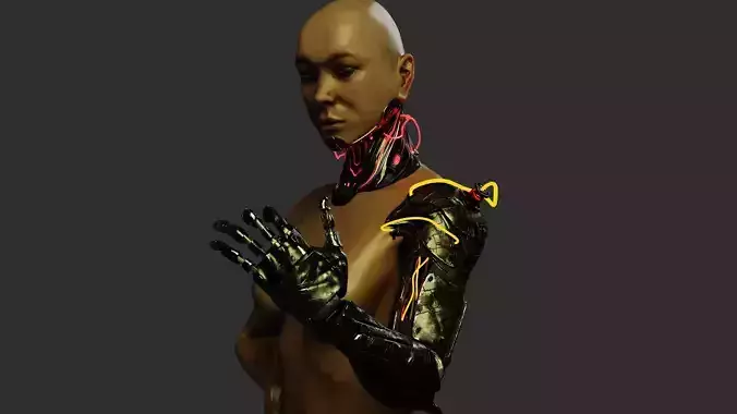 Cybernetic Woman Sci-fi Low-poly 3D model