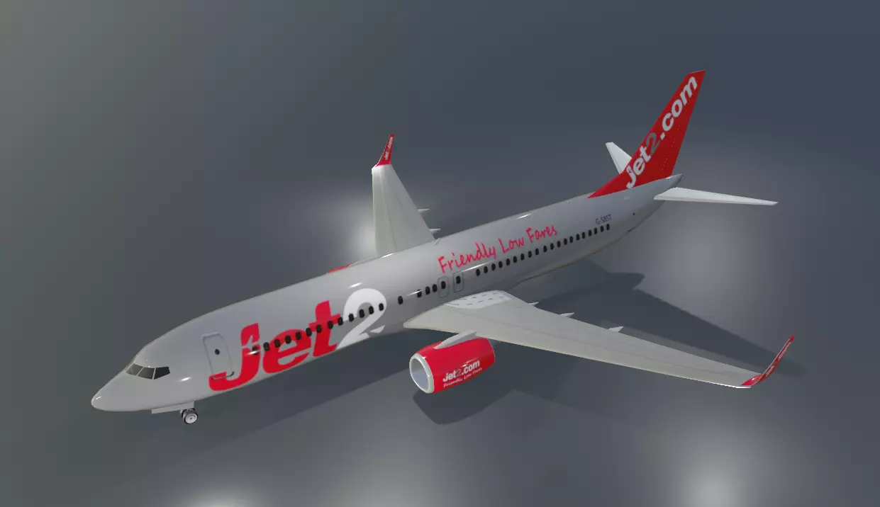 Jet2 Boeing 737-800 low poly 3D Model with cockpit Low-poly 3D model