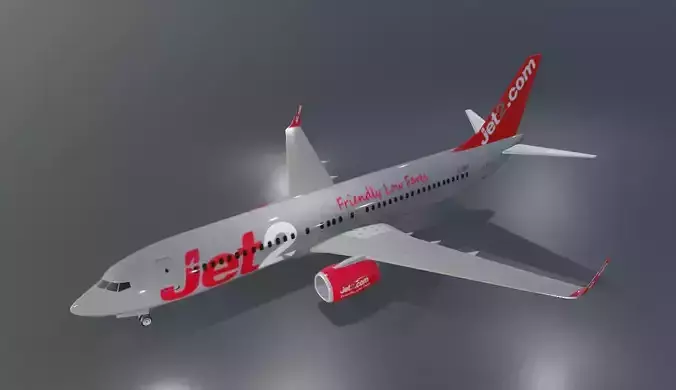 Jet2 Boeing 737-800 low poly 3D Model with cockpit   Low-poly 3D model