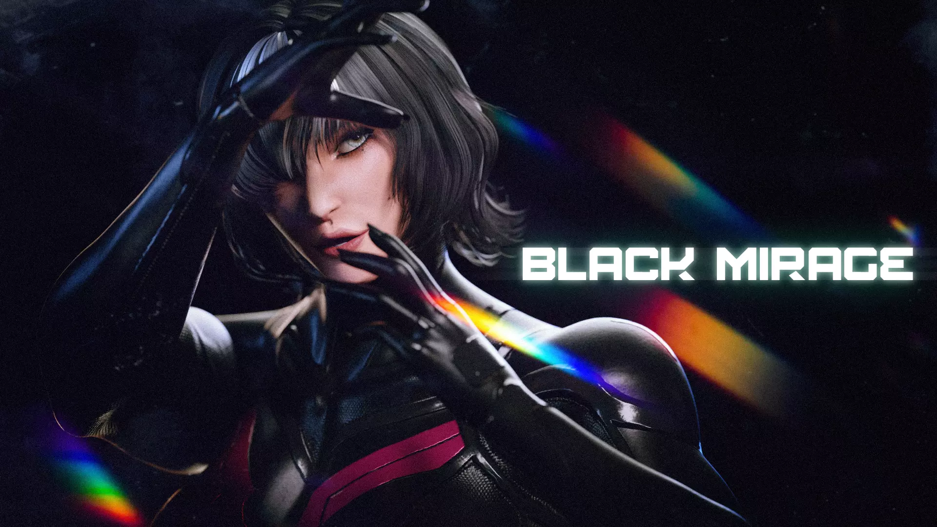 Female Superhero Game Character - Black Mirage Low-poly 3D model_2
