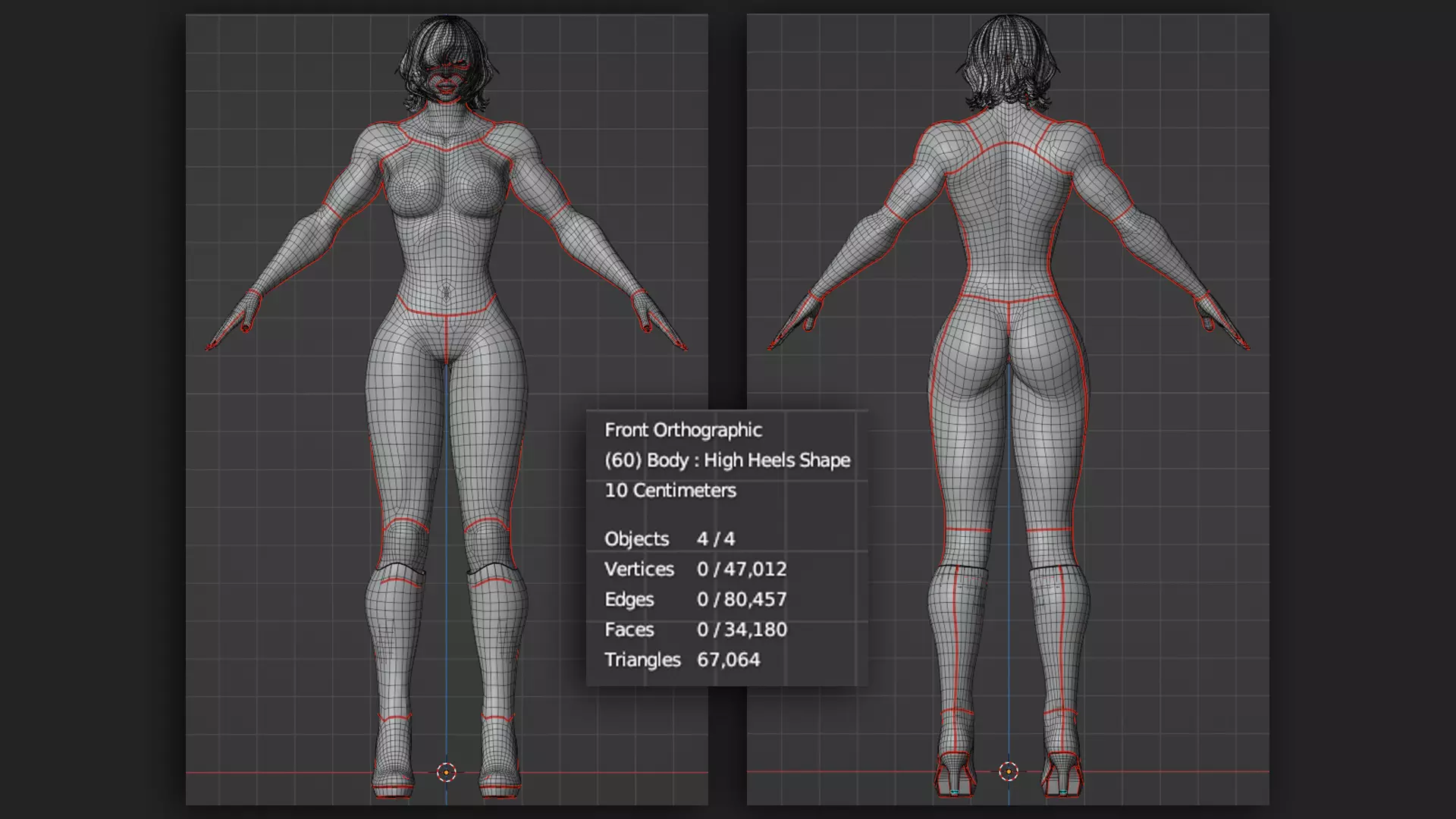 Female Superhero Game Character - Black Mirage Low-poly 3D model_20