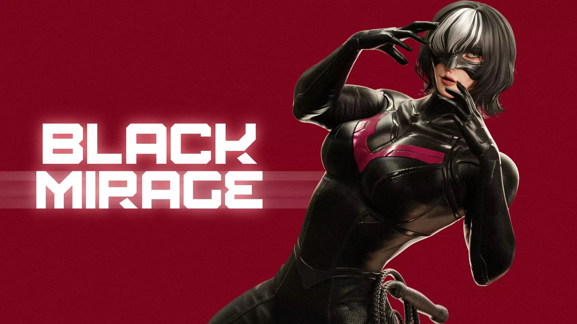 Female Superhero Game Character - Black Mirage Low-poly 3D model_4