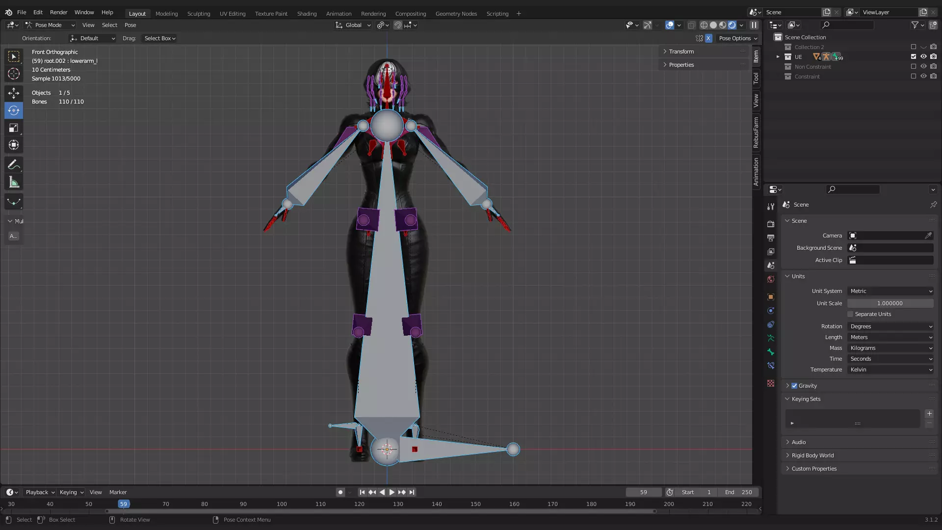Female Superhero Game Character - Black Mirage Low-poly 3D model_25