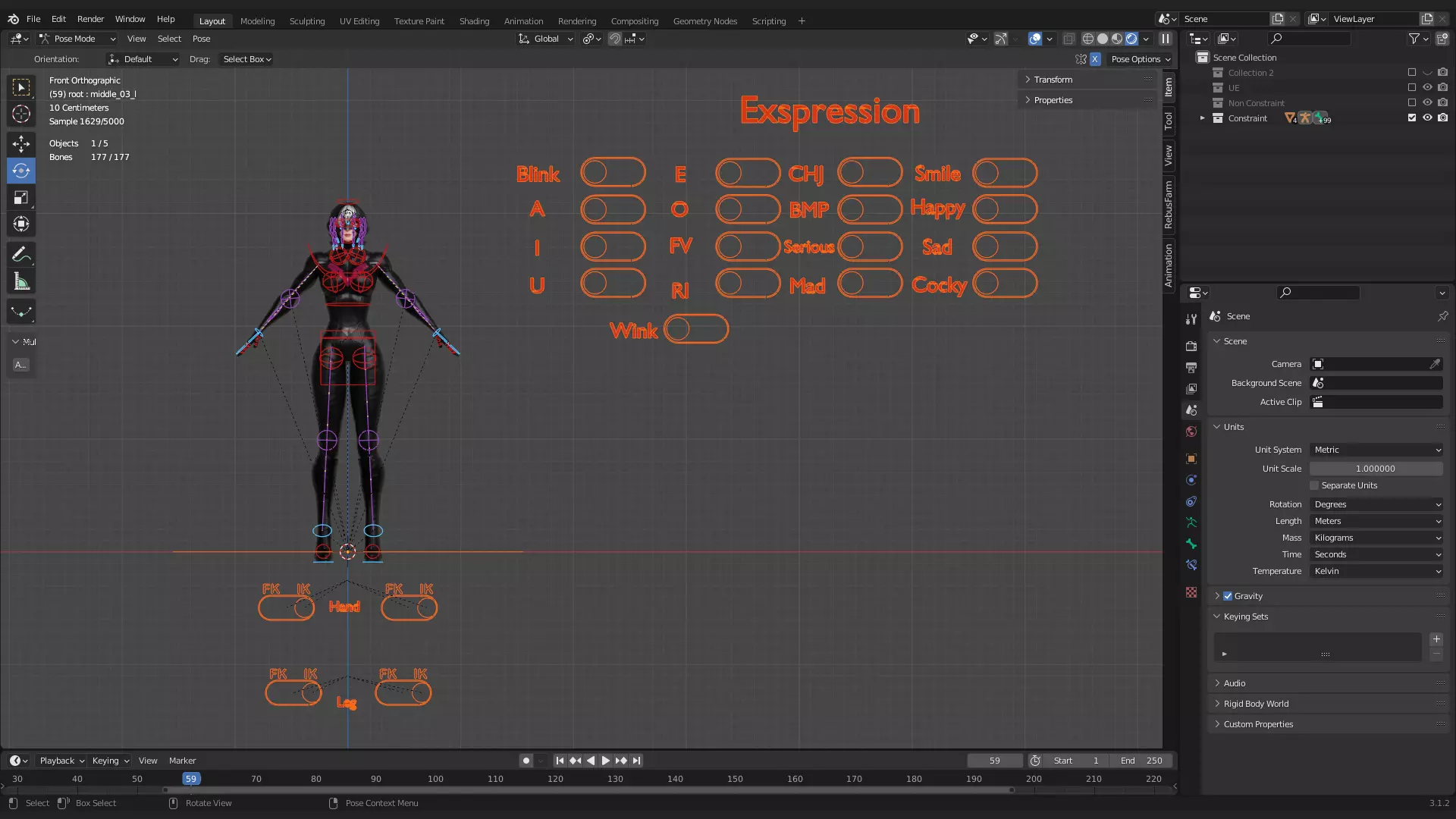 Female Superhero Game Character - Black Mirage Low-poly 3D model_23