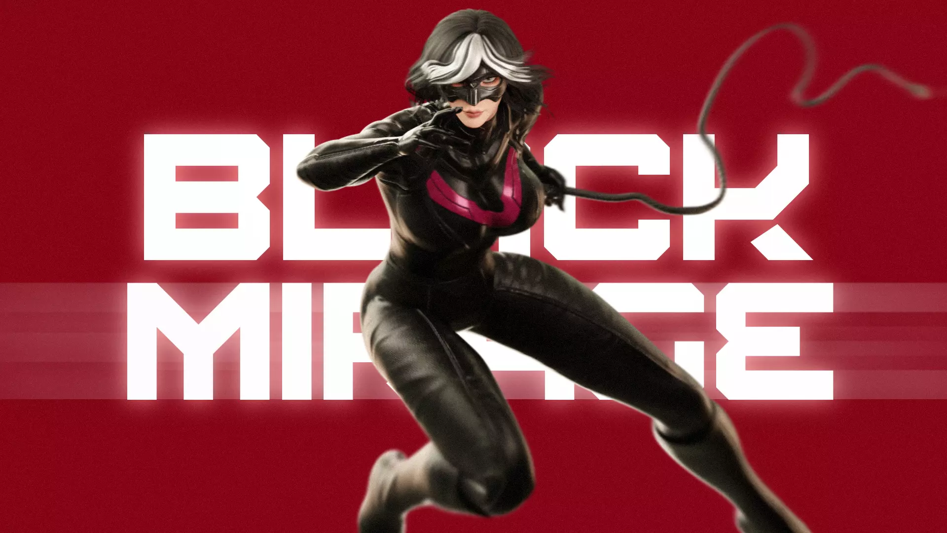 Female Superhero Game Character - Black Mirage Low-poly 3D model_7