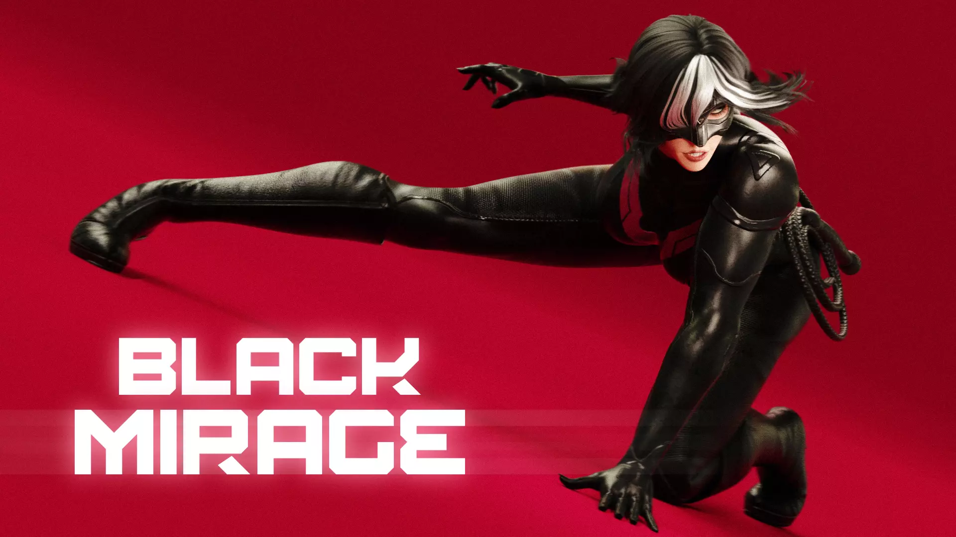 Female Superhero Game Character - Black Mirage Low-poly 3D model_5