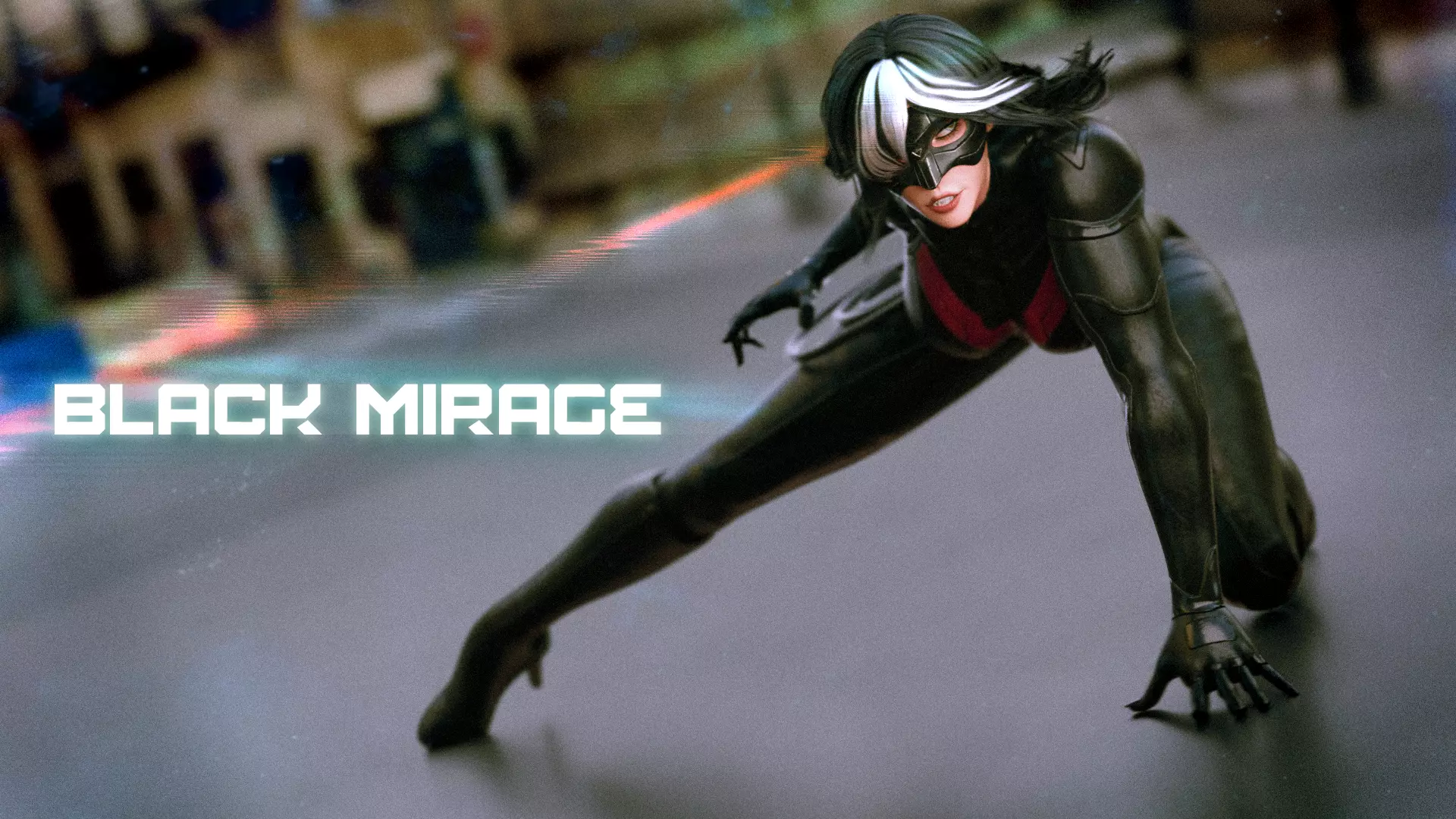 Female Superhero Game Character - Black Mirage Low-poly 3D model_1
