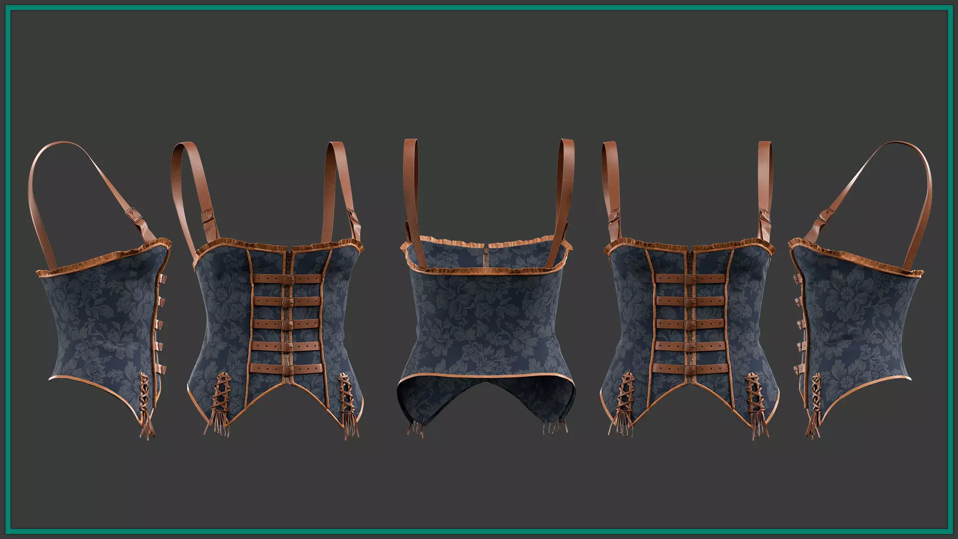 5 female pirate corset 3D model_4