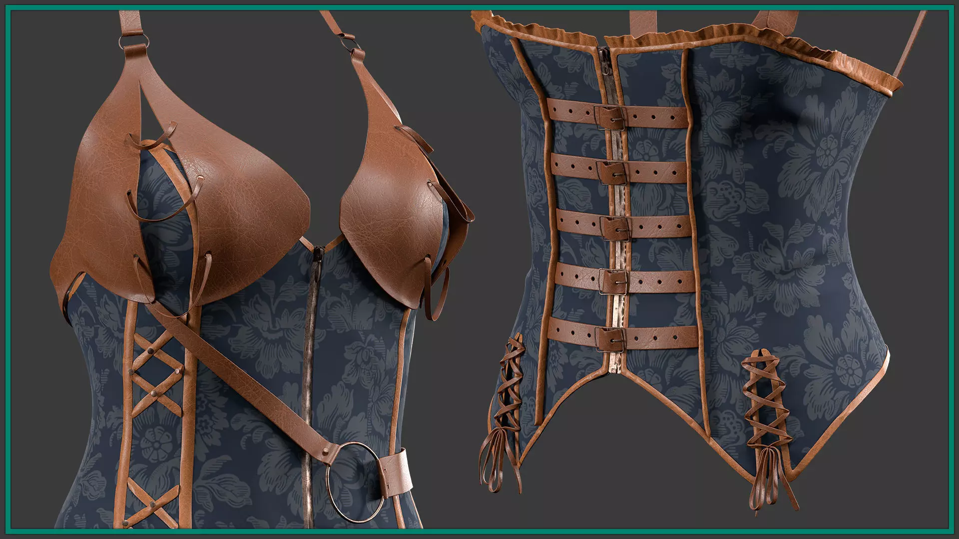 5 female pirate corset 3D model_7