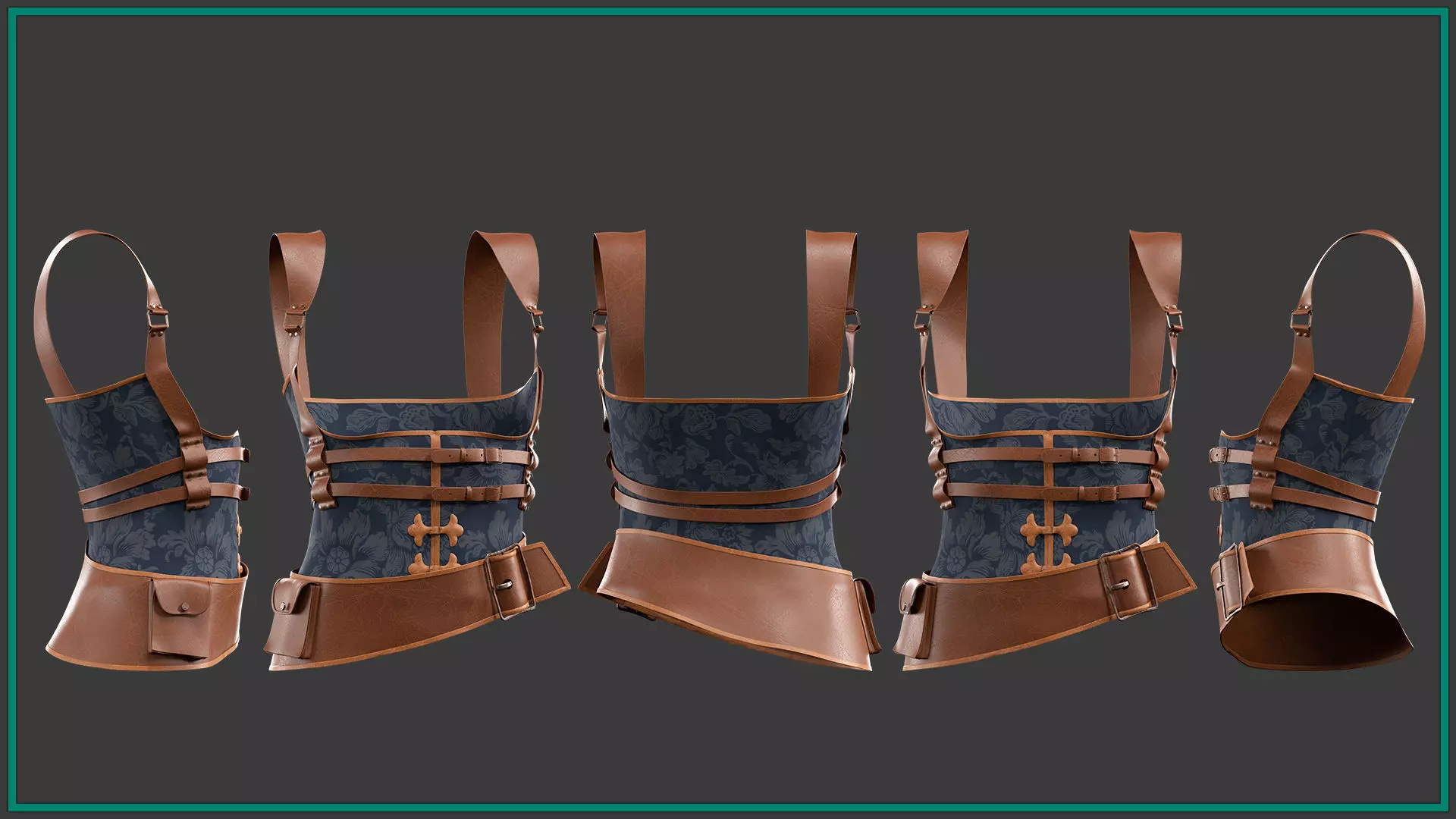 5 female pirate corset 3D model_3