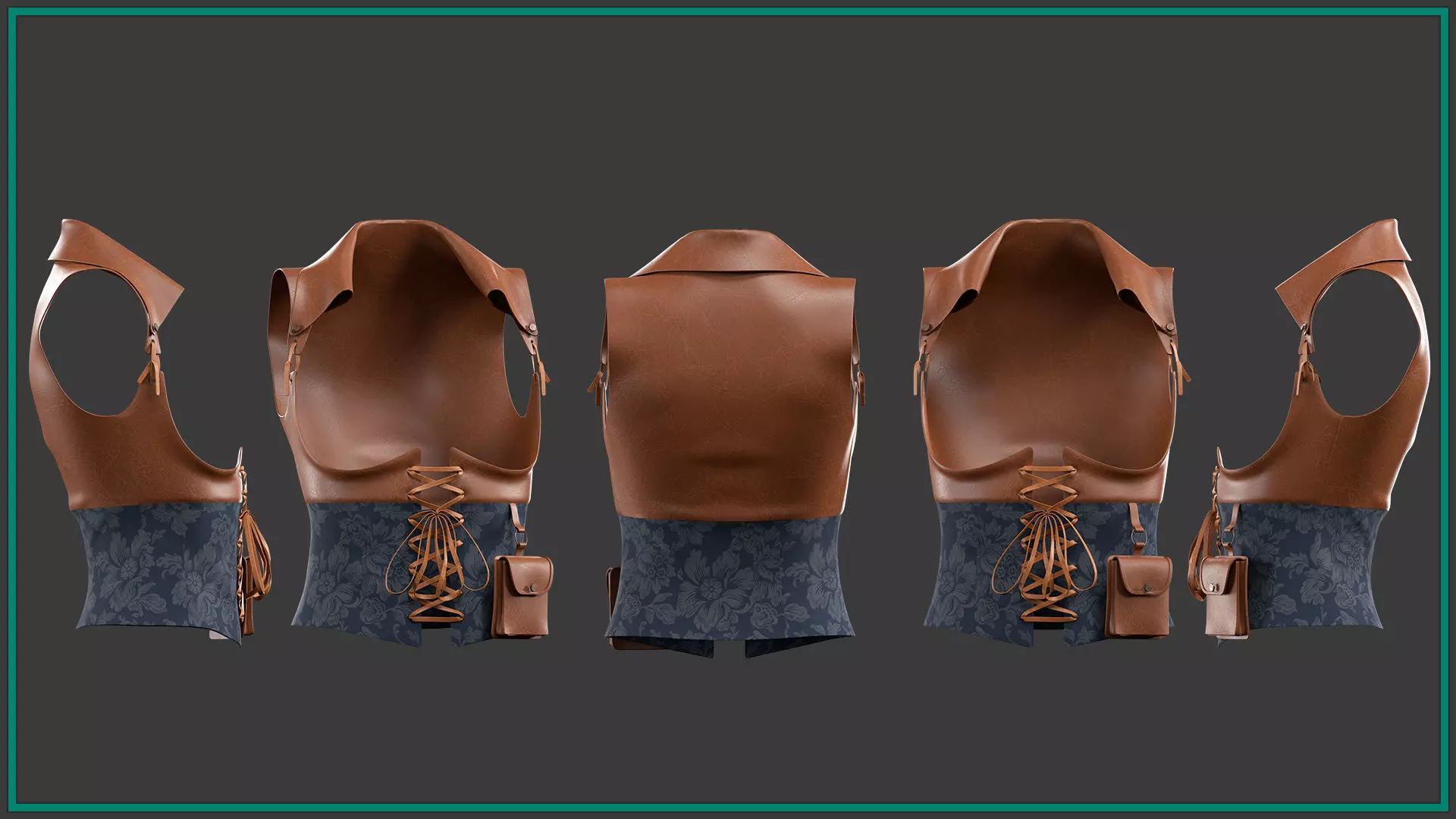 5 female pirate corset 3D model_5