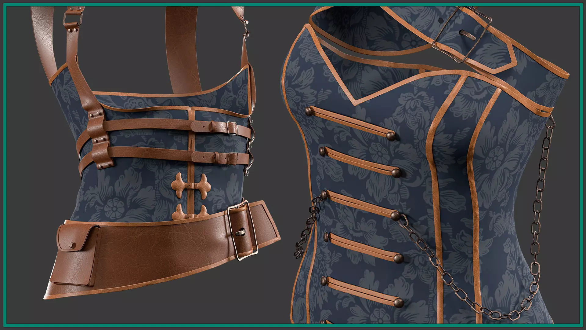 5 female pirate corset 3D model_6