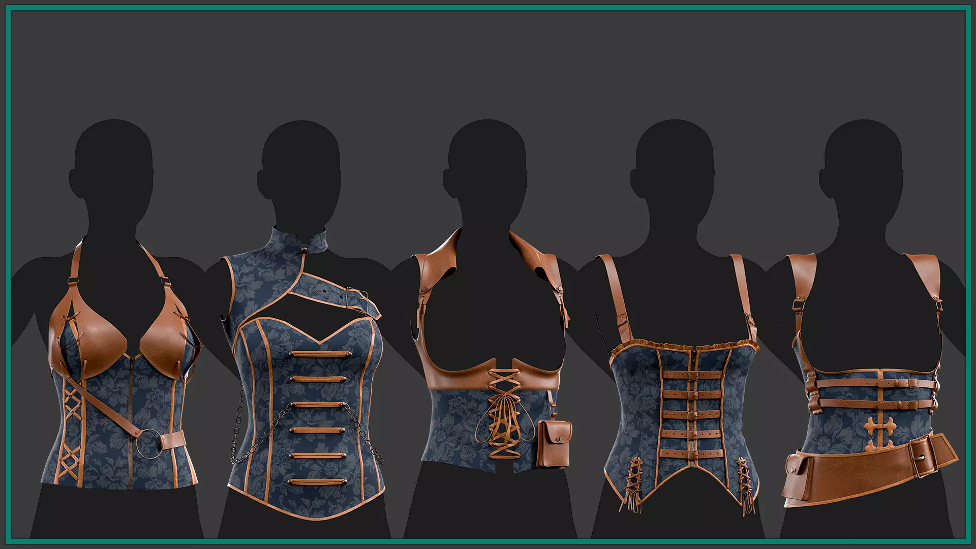 5 female pirate corset 3D model_8