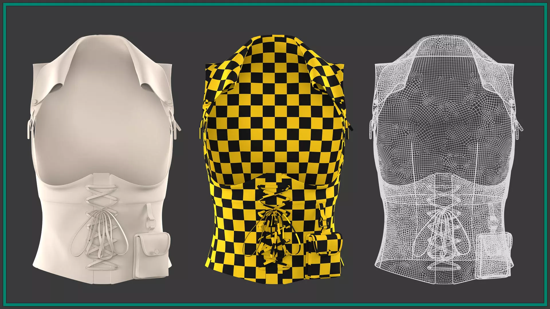 5 female pirate corset 3D model_9