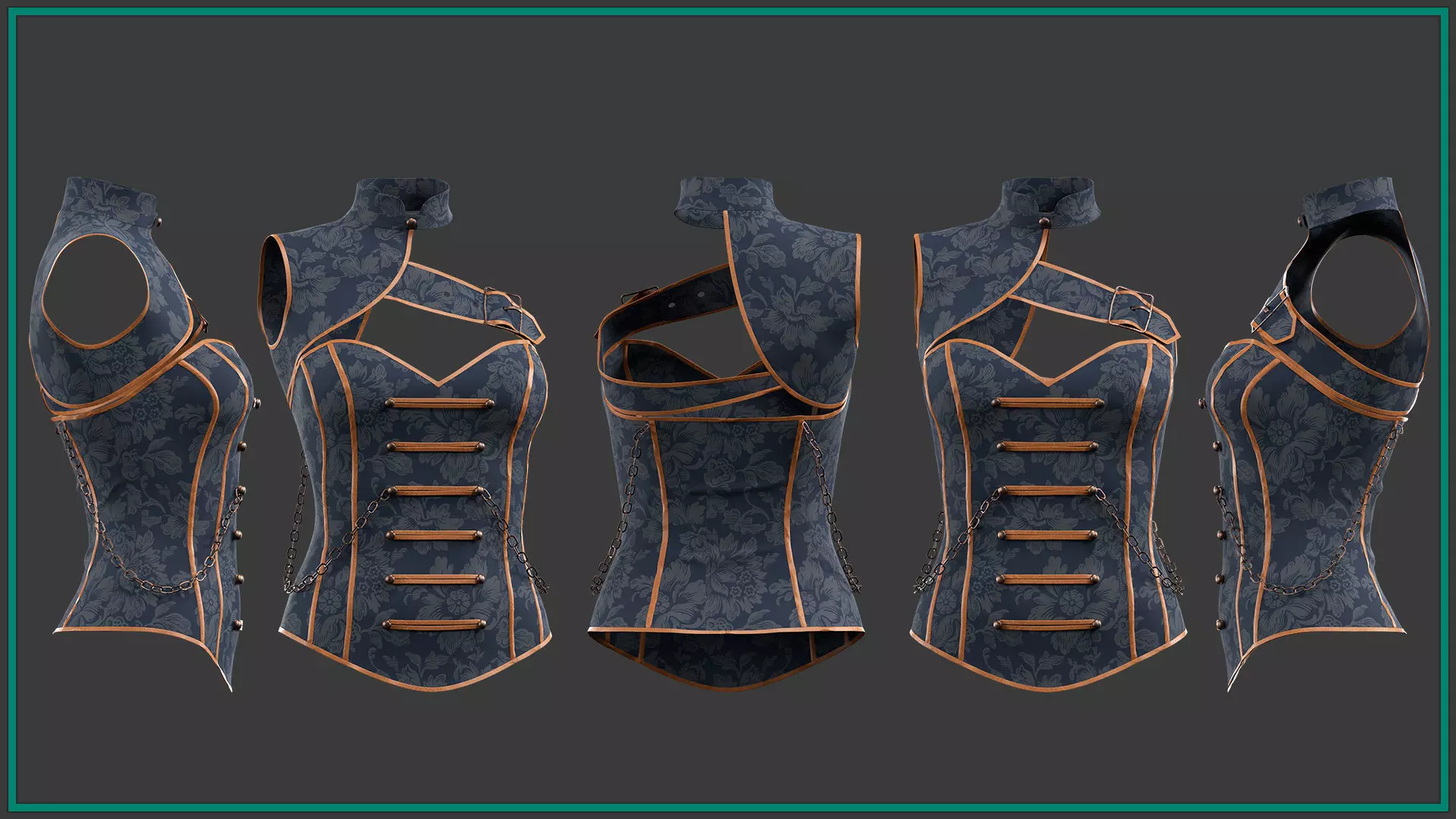 5 female pirate corset 3D model_1