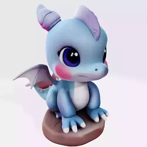 Cute Baby Blue Dragon Ready for 3D Printing 3D print model