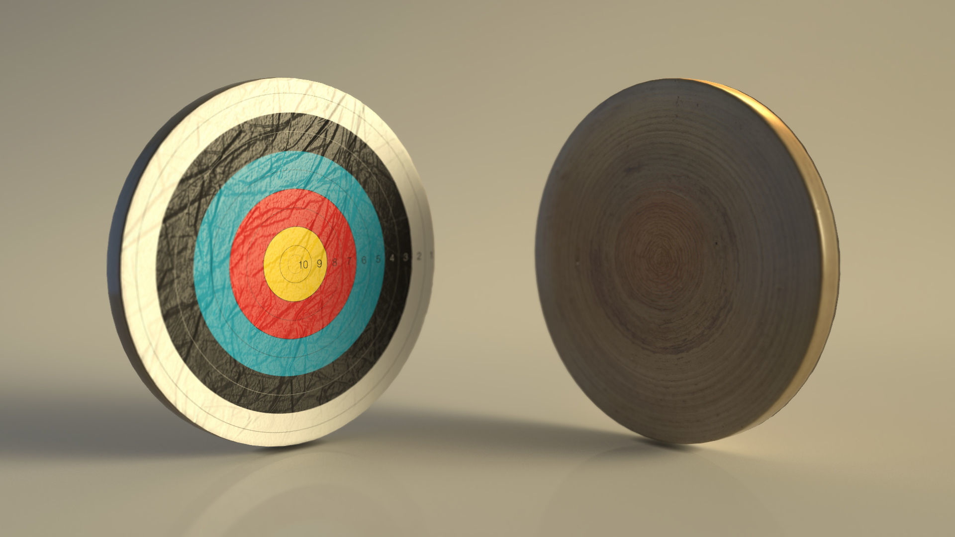 SPORT---ARCHERY---Target archery target and wooden target Free low-poly 3D model_1
