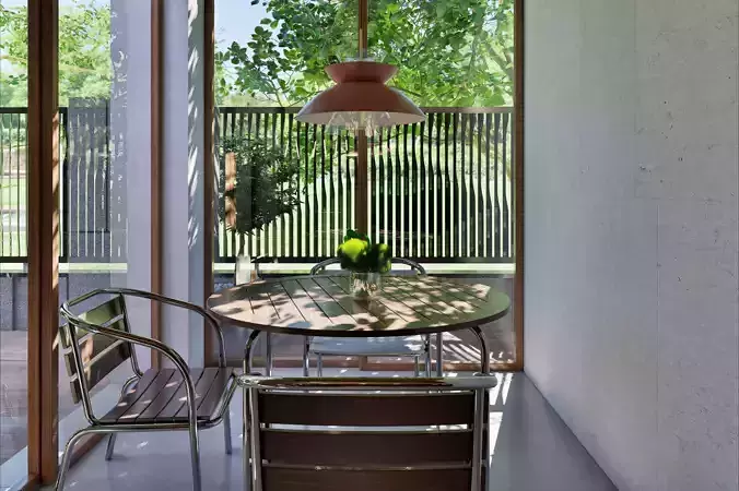 Modern open-plan living and dining room 3D model 4