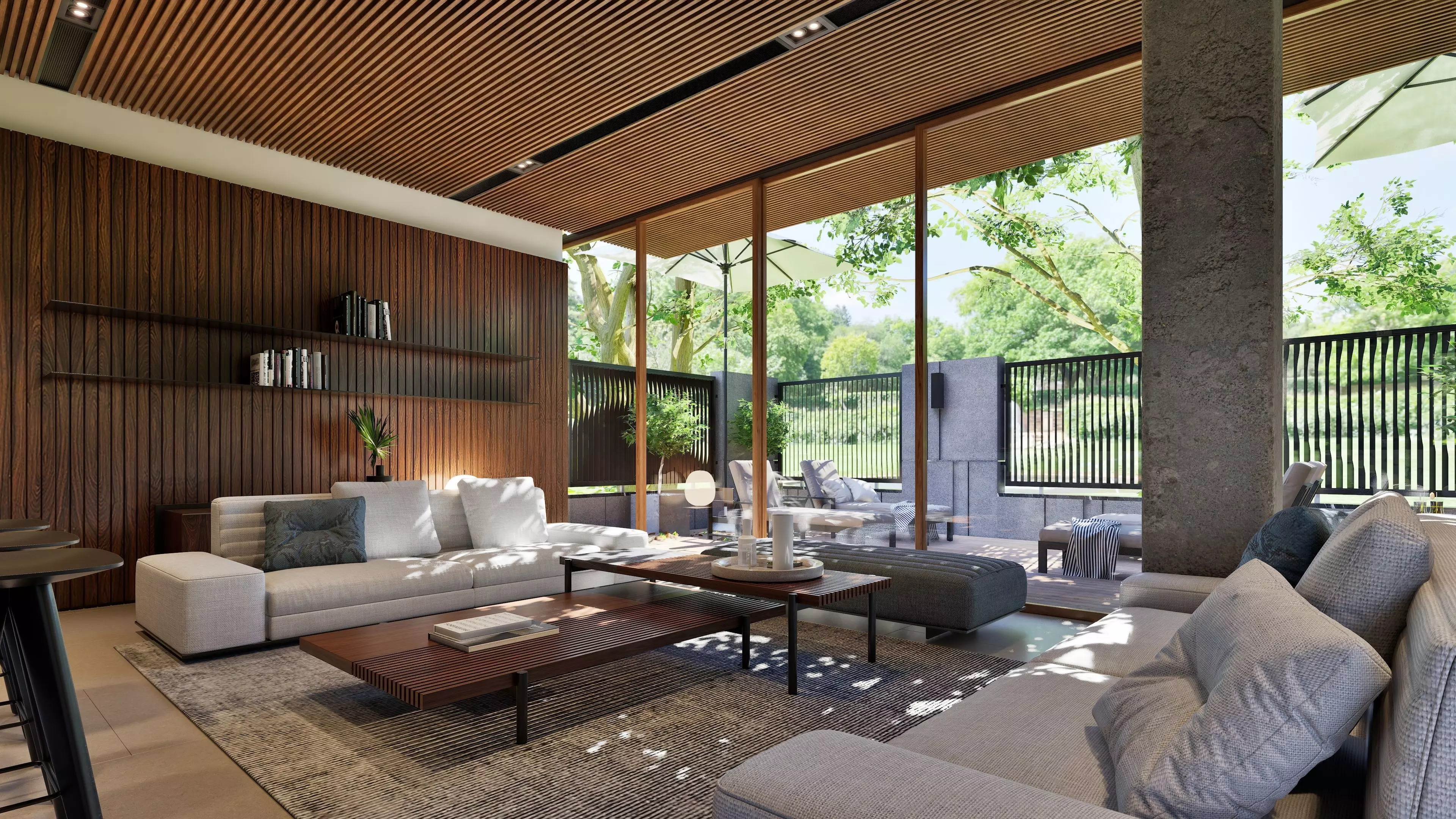 Modern open-plan living and dining room 3D model_7