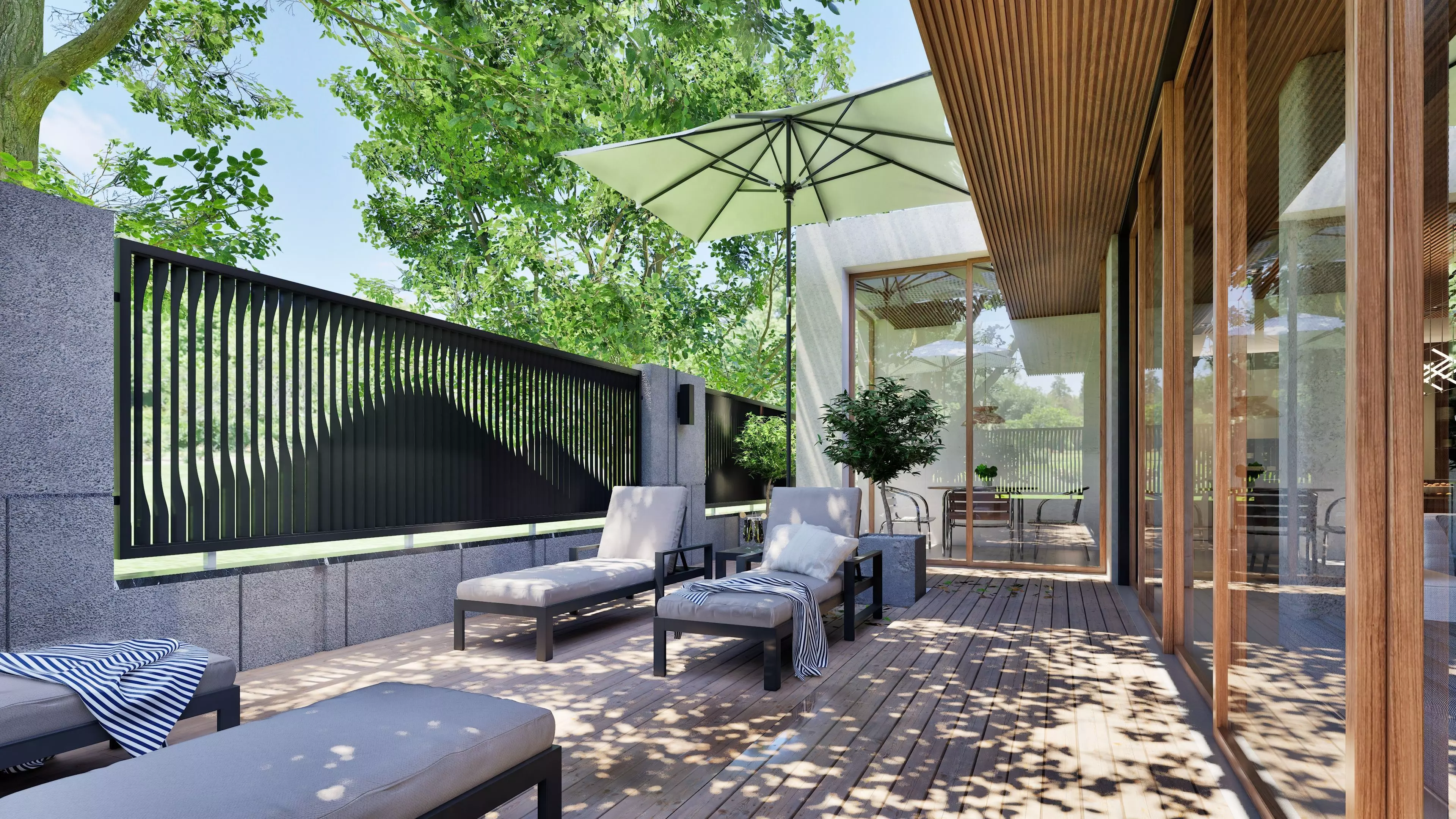 Modern open-plan living and dining room 3D model_4