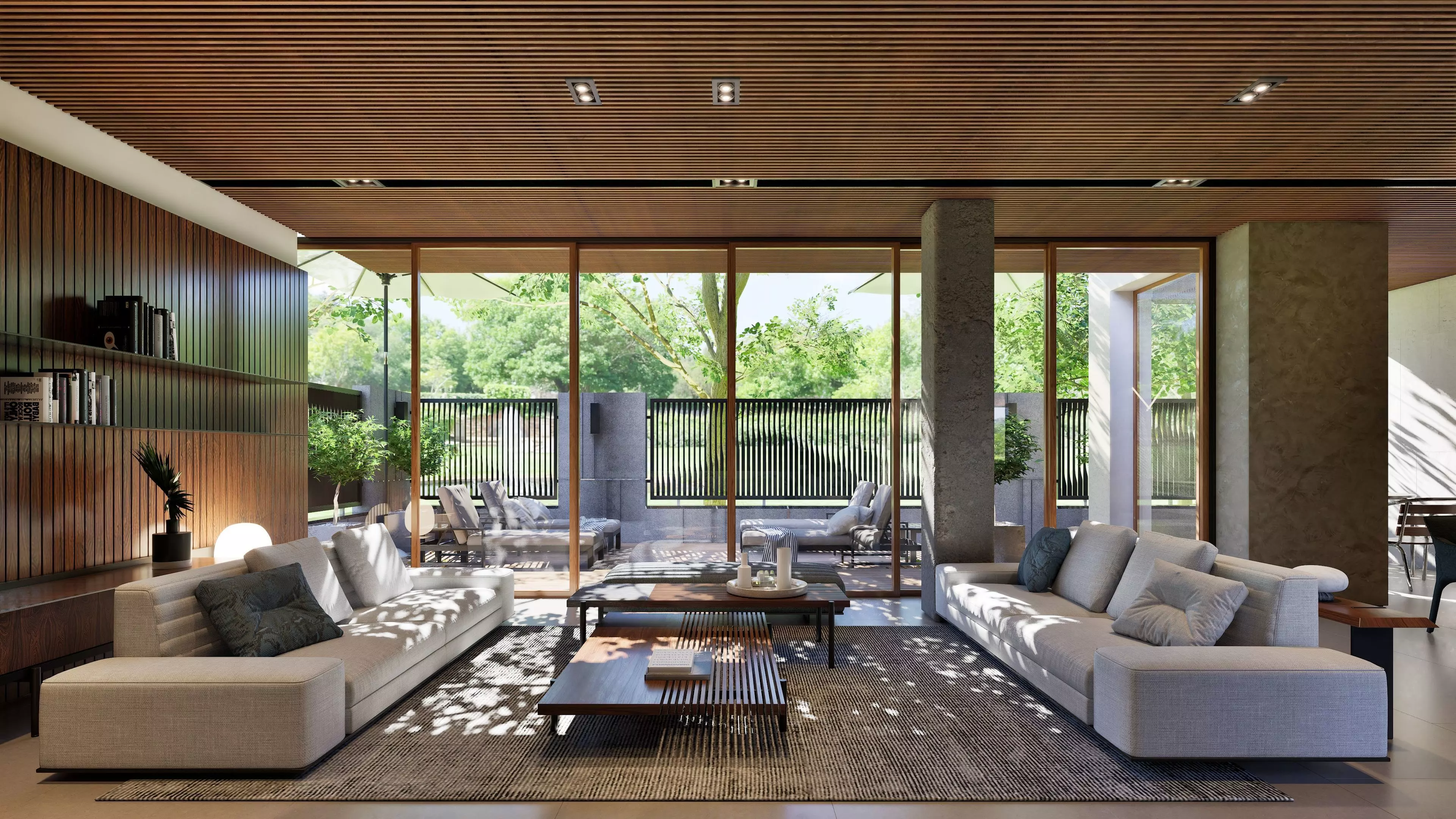 Modern open-plan living and dining room 3D model_2