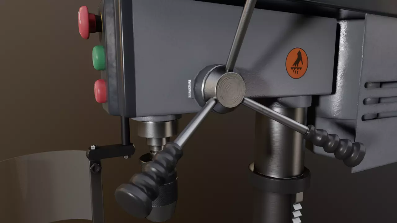 Industrial Machine Lathe Clean and Dirty Textures Low-poly 3D model_4