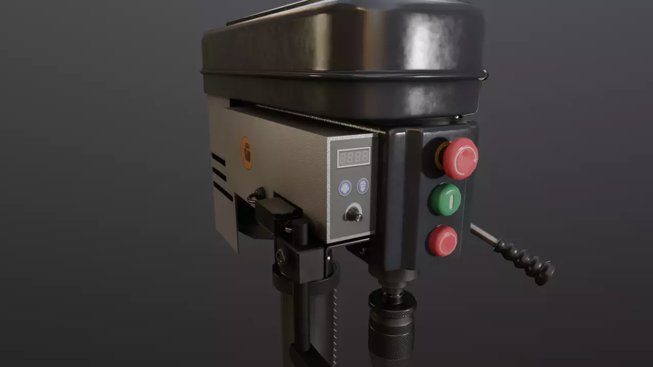 Industrial Machine Lathe Clean and Dirty Textures Low-poly 3D model_3