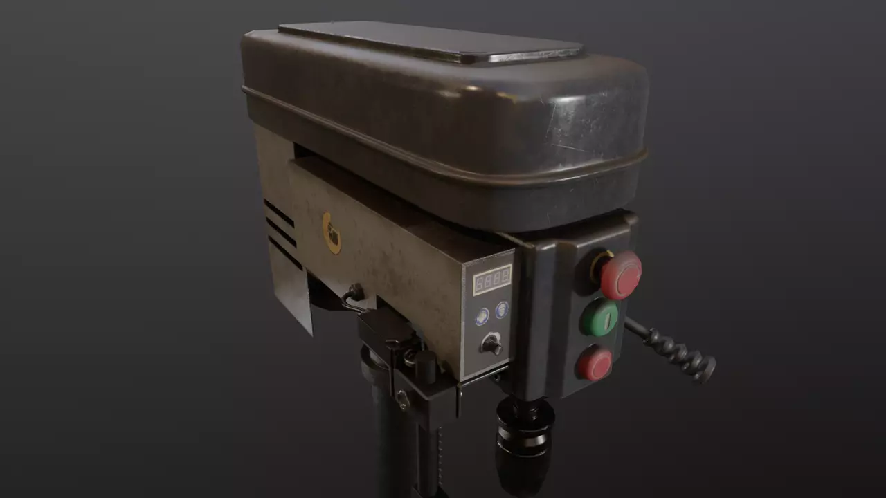 Industrial Machine Lathe Clean and Dirty Textures Low-poly 3D model_8