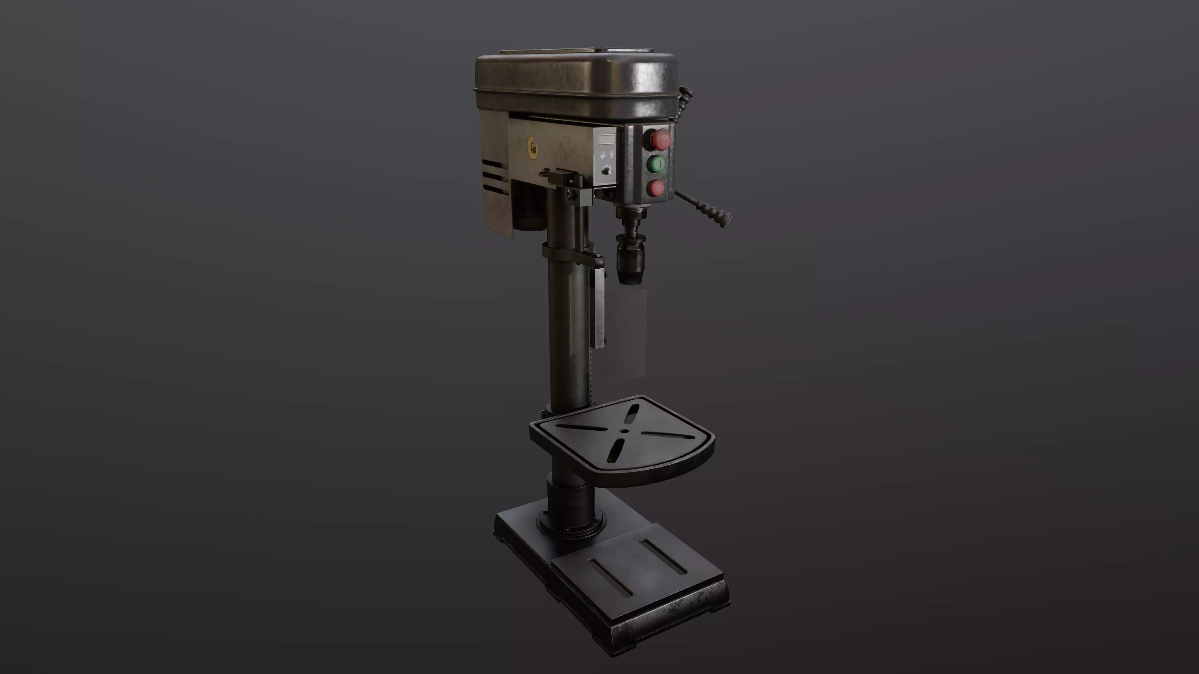 Industrial Machine Lathe Clean and Dirty Textures Low-poly 3D model_7
