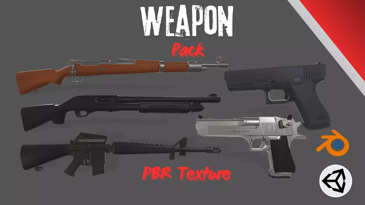 Modern Weapon Pack PBR Ready Low-poly 3D model_0