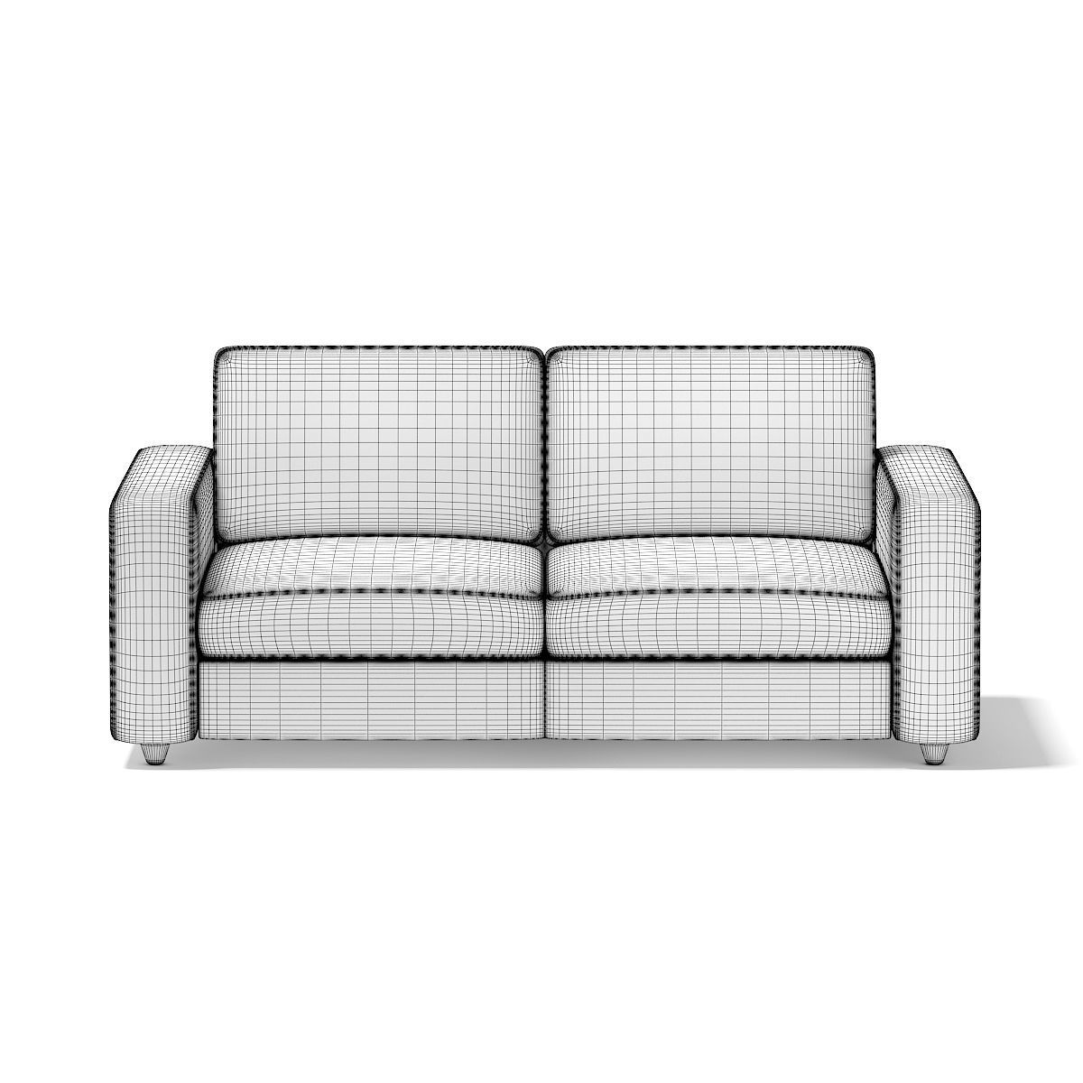 Grey Two Seat Sofa 3D model_1