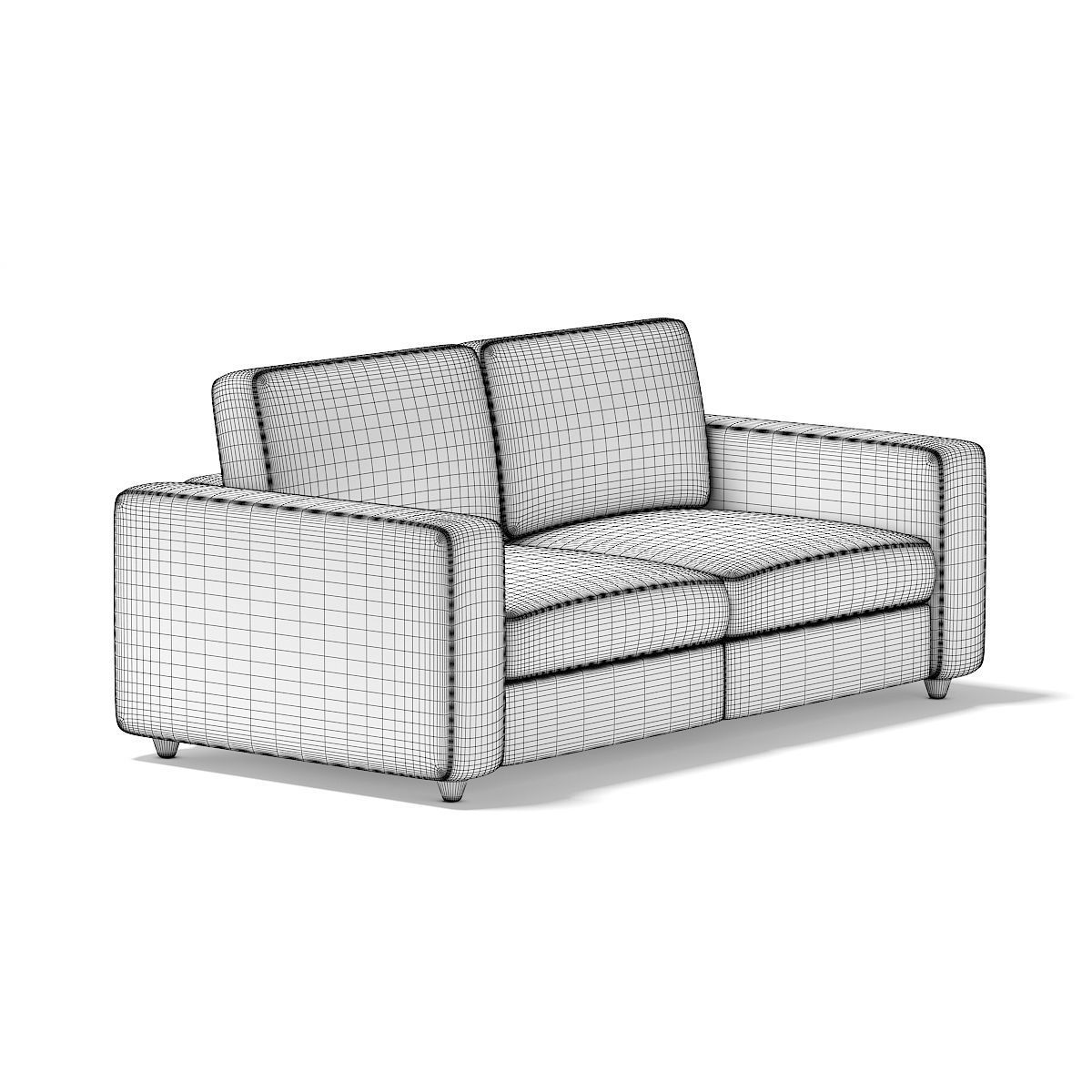 Grey Two Seat Sofa 3D model_3