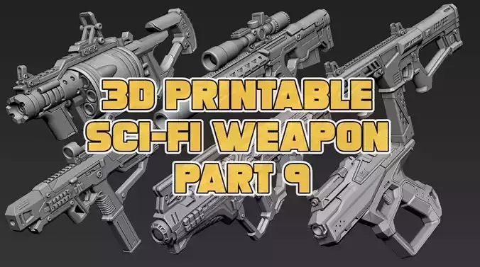 3D Printable Sci-Fi Weapon Part 9 3D model