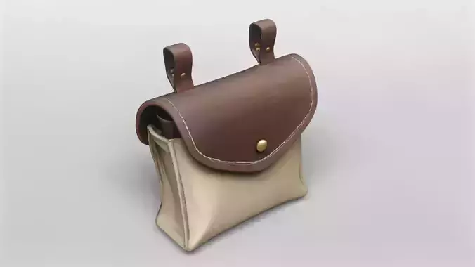 Compact Leather and Canvas Pouch with Strap Loops