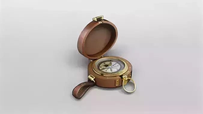 Vintage Leather Compass 3D Model
