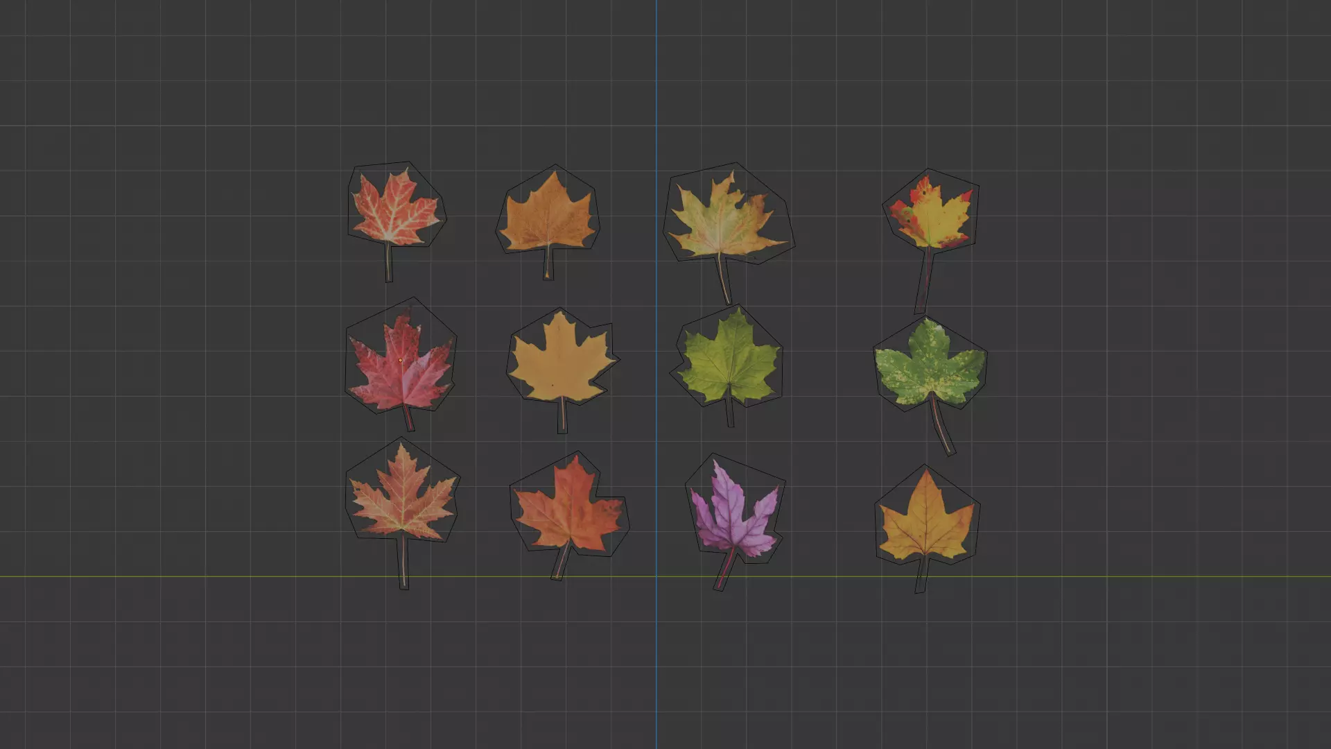 Autumn Leaves 3D Pack Low-poly 3D model_6