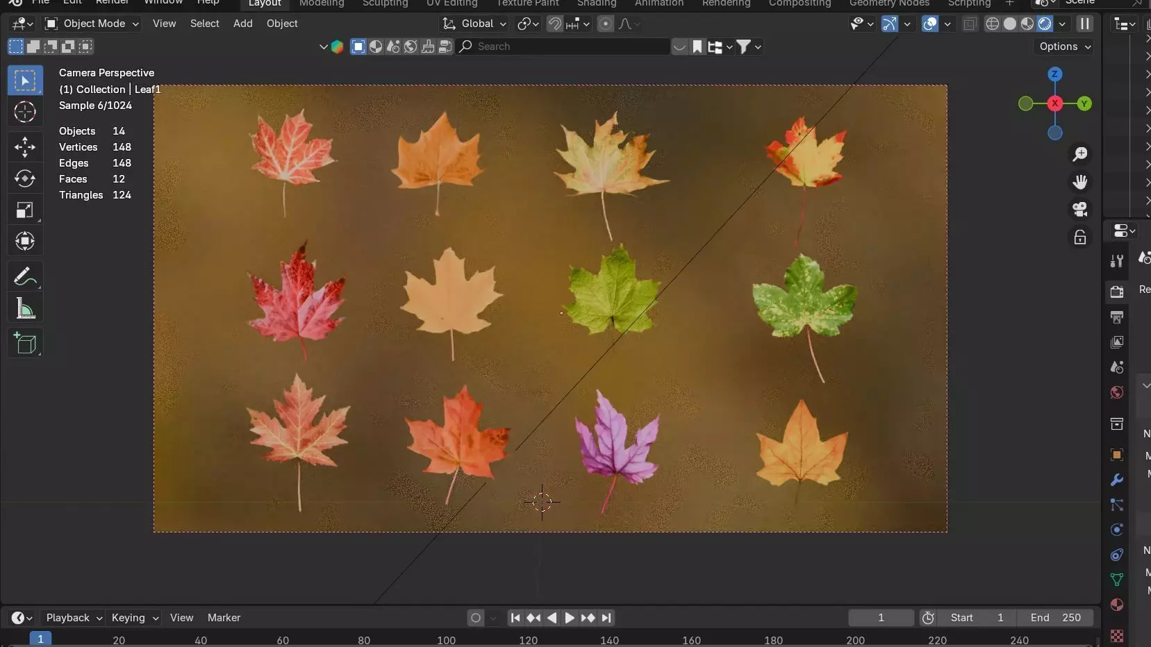 Autumn Leaves 3D Pack Low-poly 3D model_7