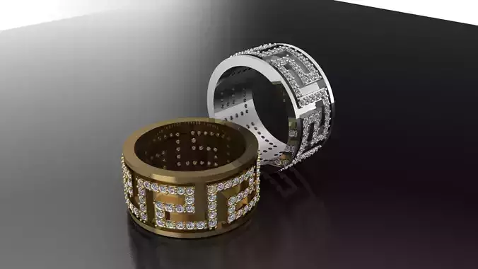 MEN GREEK DIAMOND RING 3D print model